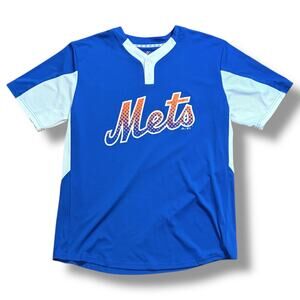 Majestic Cool Base Mets Baseball Jersey Mens Blue Orange White NY Sz XL